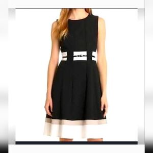 Calvin Klein Black and White Midi Dress